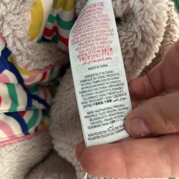 Mini Boden fleece lined rainbow jacket with hood size 2/3 - Picture 6 of 6